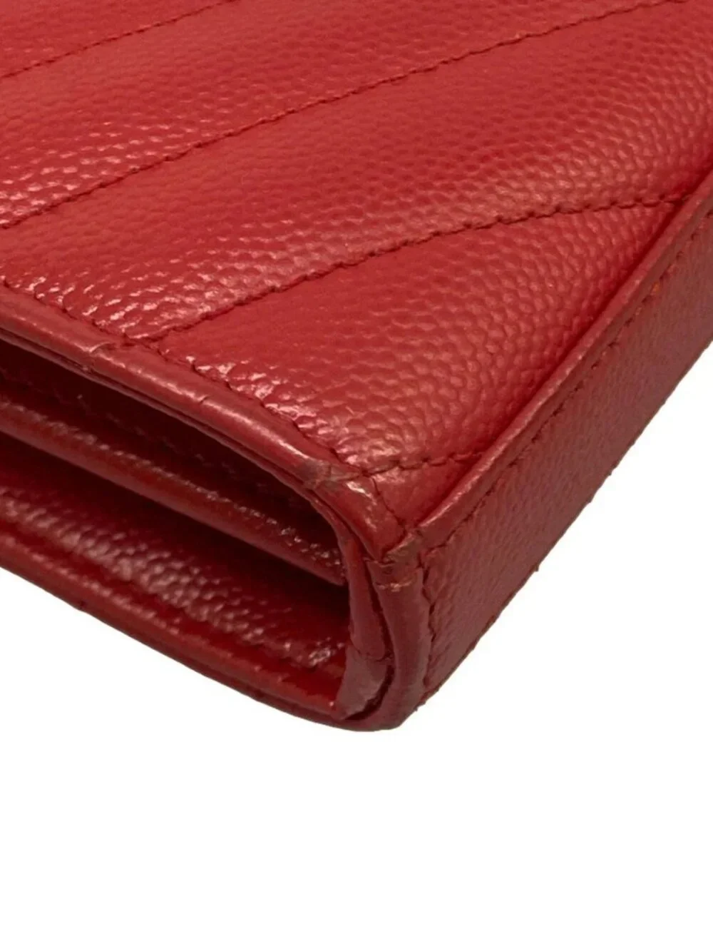 SAINT LAURENT PARIS Monogram Chain Wallet 377828 Red Leather Other Style Wallet - Picture 7 of 12